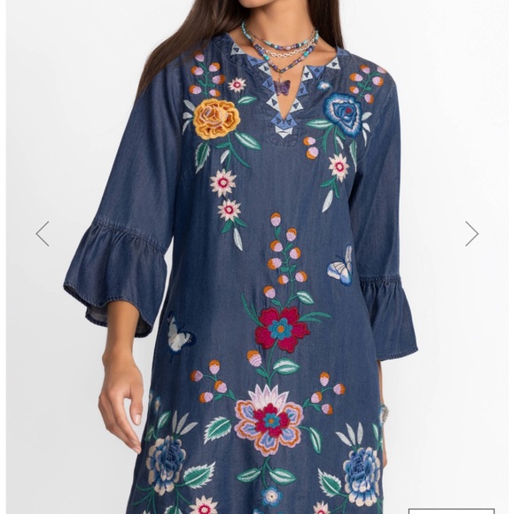 Johnny Was Ruffle Sleeve Dress Size Small - Picture 6 of 9